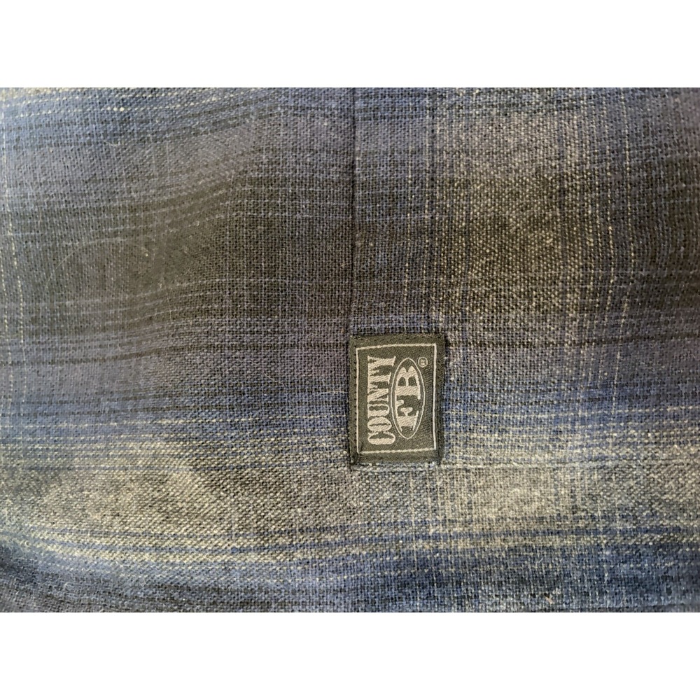 FB County Short Sleeve Checker Flannel Shirt Blue Black Grey Plaid Mens Medium - Picture 4 of 7